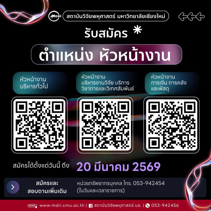 ประชาสัมพันธ์การรับสมัครหัวหน้างาน สังกัดสำนักงานสถาบันวิจัยพหุศาสตร์